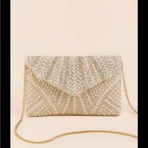 Pearl Scallop Satin Clutch